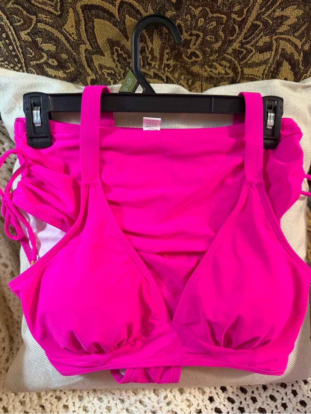 Bright Pink Bandeau Swim Top with Supportive Straps